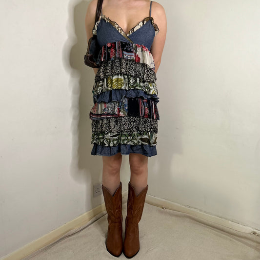 MEDIUM Ruffle Rara Patterned Mini Dress